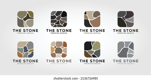 set of brick stone logo vector icon illustration design.