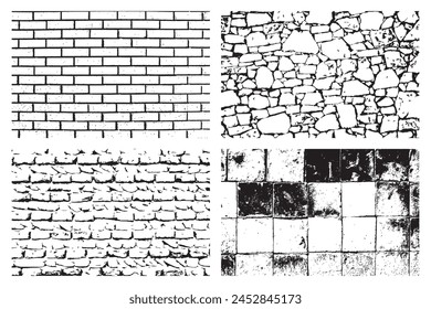 Set von Backstein Stone Wall Grunge Texturen.