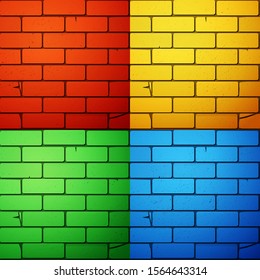 Set of brick textures of different colors