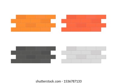 Set of Brick wall. Vector illustration in flat design