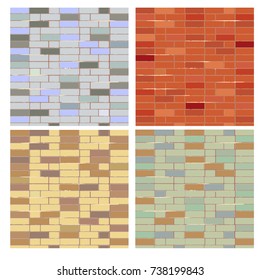 Set brick wall Vector illustration background - texture pattern for continuous replicate