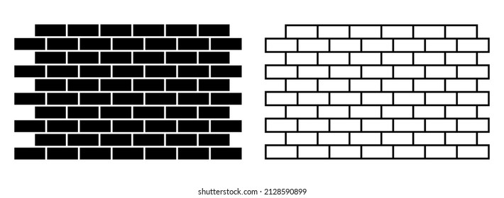 Juego de iconos de ladrillos. Estilo de diseño de líneas y líneas de arte. Ilustración del vector aislada en fondo blanco