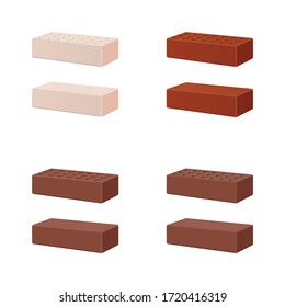 Set of bricks isolated on white background. Vector illustration.