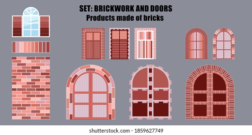 Set: Brickwork and Doors. Can be used for social media, posters, email, print, ads designs.