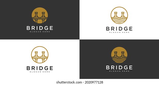 set of Bridge architecture and constructions logo design
