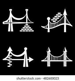 Set of bridge building logo in black and white colors. Logotype for business. Set of vector illustrations.