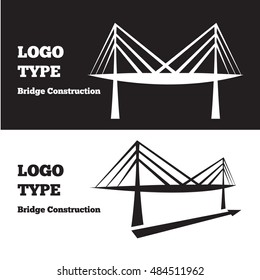 Set of bridge building logo in black and white colors. Logotype for business. Vector illustration.