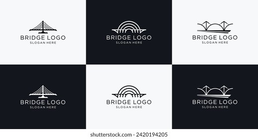 Conjunto de logotipo del puente. Resumen de la colección minimalista de logotipos puente para empresas.