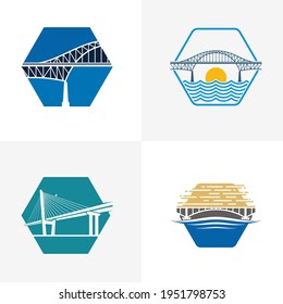 Set of Bridge logo design vector illustration, Creative Bridge logo design concept template, symbols icons