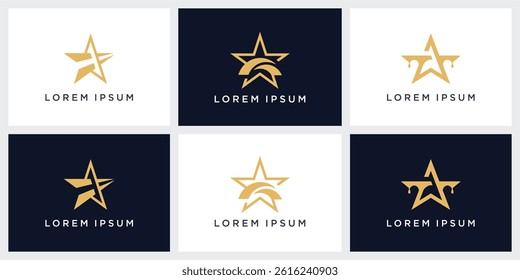 Set of bridge star logo design template