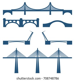 Set of bridges movable, cabble way metal and stone bridge