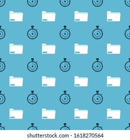 Set Briefcase and Document folder on seamless pattern. Vector