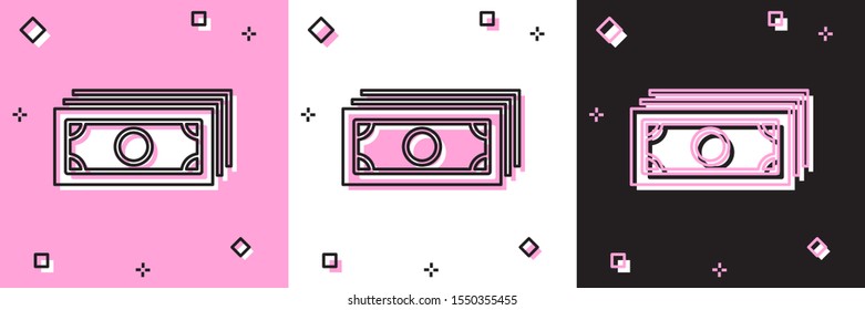 Set Briefcase icon isolated on pink and white, black background. Business case sign. Business portfolio.  Vector Illustration