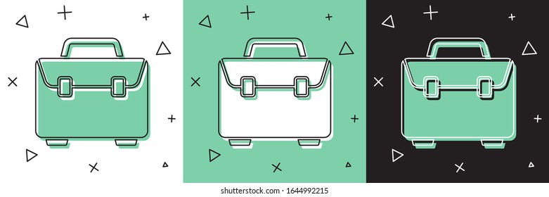 Set Briefkasten-Symbol einzeln auf weißem und grünem, schwarzem Hintergrund. Geschäftsfallzeichen. Geschäftsportfolio. Vektorillustration-Illustration