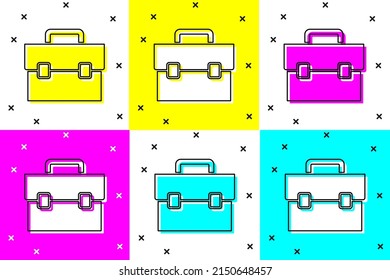 Set Briefcase icon isolated on color background. Business case sign. Business portfolio.  Vector