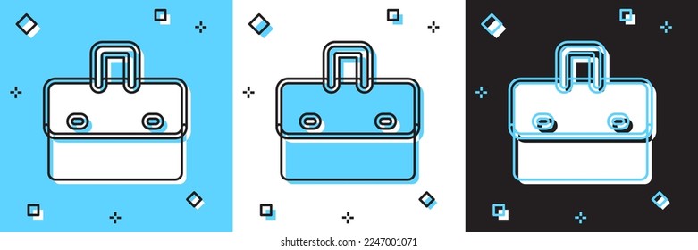 Set Briefcase icon isolated on blue and white, black background. Business case sign. Business portfolio.  Vector