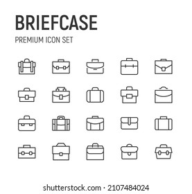 Set of briefcase line icons. Premium pack of signs in trendy style. Pixel perfect objects for UI, apps and web. 
