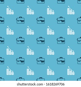 Set Briefcase and money and Pie chart infographic and coin on seamless pattern. Vector