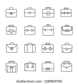 Set of briefcase Related Vector Line Icons. Contains such Icons as bag, diplomat, handbag, suitcase and etc. - Vector 