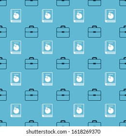 Set Briefcase and User manual on seamless pattern. Vector