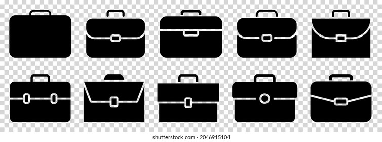 Set of briefcase vector icons. Vector illustration isolated on white background