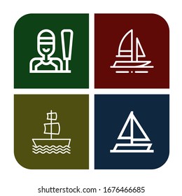 Set of brigantine icons. Such as Sailing, Boat, Galleon, Sailing boat , brigantine icons