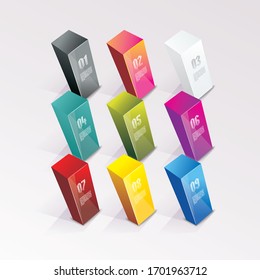 Set of bright 3d pyramids business design template. Can be used for step lines, number levels, timeline, diagram, web design. 
