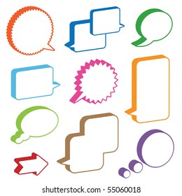 set of bright 3d speech bubbles ready for text