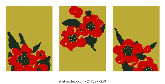 A set of bright abstract backgrounds with flowers.  Vector illustration.