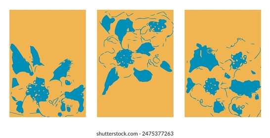 A set of bright abstract backgrounds with flowers.  Vector illustration.