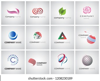 Set of bright abstract design elements for logo design