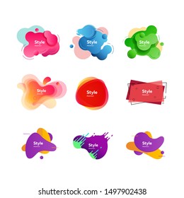 Set of bright abstract figures. Dynamical colored forms and line. Gradient banners with flowing liquid shapes. Vector illustration. Can be used for placard, webinar, presentation