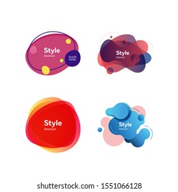 Set of bright abstract figures. Dynamical colored forms and line. Gradient banners with flowing liquid shapes. Vector illustration. Can be used for placard, webinar, presentation
