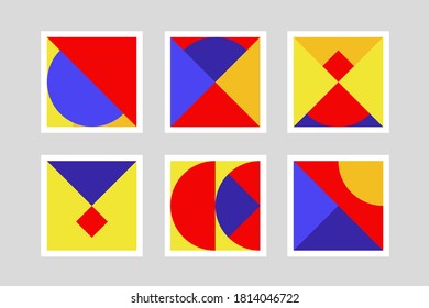 Set of bright abstract geometric backgrounds with modern vector design. Applicable for cover, card, voucher, poster, flyer, banner