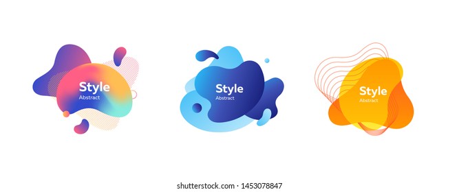 Set of bright abstract gradient elements. Dynamical colored forms. Vector illustration. Can be used for advertising, marketing, presentation