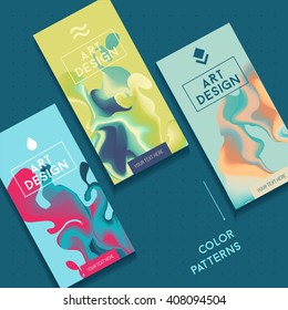 Set of bright abstract ink for a different design. Modern style trends. Liquid ink. Vector frame for text and labels.