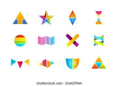 Set of bright abstract logos isolated on white. EPS10 vector image.