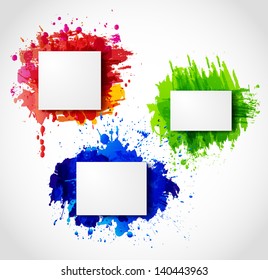 Set of bright abstract paper-cut backgrounds. Vector illustration