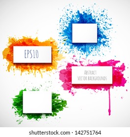 Set of bright abstract paper-cut backgrounds in autumn colors with place for your text. Vector illustration