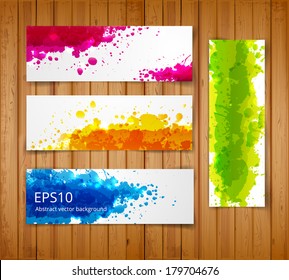 Set of bright abstract paper-cut banners. Vector illustration 