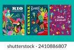 Set of  bright abstract templates. Brazil carnival. Vector design for carnival concept and other use