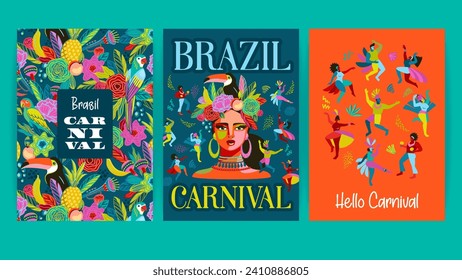 Set of  bright abstract templates. Brazil carnival. Vector design for carnival concept and other use