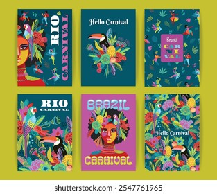 Set of bright abstract templates. Brazil carnival. Vector design for carnival concept and other use