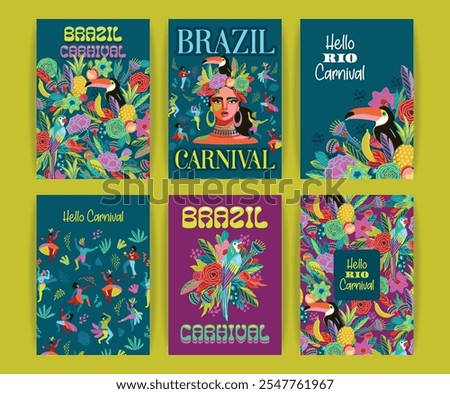 Set of bright abstract templates. Brazil carnival. Vector design for carnival concept and other use