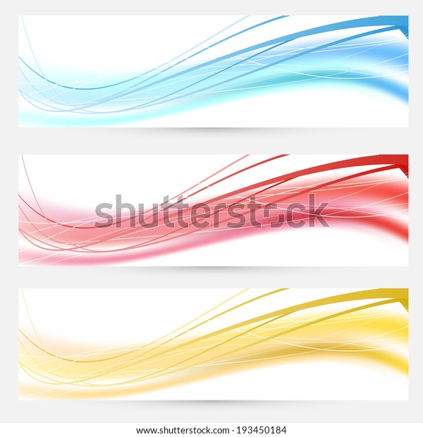 Set of bright abstract wave lines cards\
headers and footers. Vector\
illustration