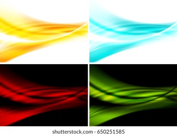 Set of bright abstract waves backgrounds. Vector illustration