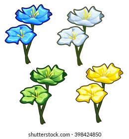 Set of bright artificial flowers. Vector illustration.