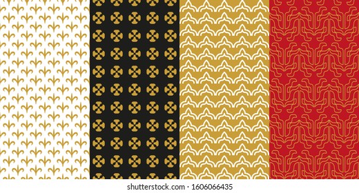 Set of bright Asian patterns. Collection of seamless geometric prints. Template for textile design, cards, gift wrappings and other decorations.