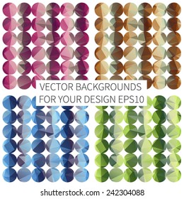 Set of bright backgrounds. Colorful banner with circles and abstract triangles for your design.