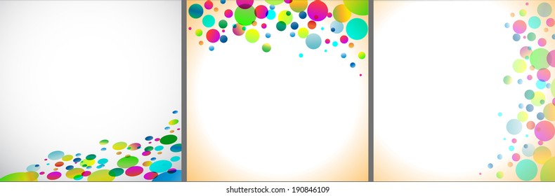 A set of bright backgrounds with colorful bright circles